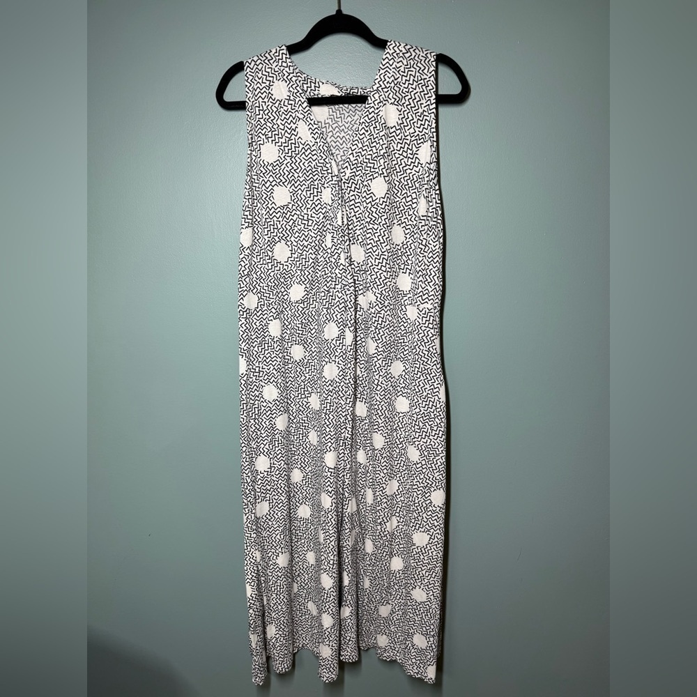 Gudrun Sjoden 100% Cotton Polka Dot Casual Sleeveless 1/4 Button Down Dress READ